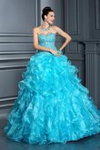 Ärmelloses Empire Taille Duchesse-Linie Bodenlanges Quinceanera Kleid mit Perlen