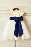 Robe de cortège enfant naturel en tulle avec nœud à boucle avec zip a-ligne