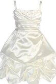 Paillettenbesetztes A-Line Blumenmädchenkleid ohne Ärmeln mit Rüschen