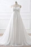 Robe de mariée de traîne courte attrayant cordon avec perles romantique