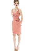 Robe demoiselle d'honneur ruché de col en v de longueur à genou