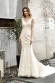 Abito da sposa seducente in pizzo v-scollo all aperto in pizzo alla moda