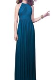 Abito da Damigella Lupetto Cerniera A-Line in Chiffon Buco Della Serratura Schiena A Terra