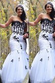 Meerjungfrau Stil Normale Taille Bodenlanges Ballkleid ohne Ärmeln mit Applikation