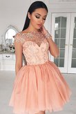 Abito Homecoming Principessa in Chiffon Naturale con Applique A-Line