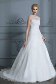 Abito da sposa lunghi adorabile naturale senza maniche con applique pudica