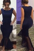 Robe de bal naturel avec sans manches de sirène encolure ronde asymétrique