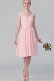 A-Line Chiffon zeitloses gerüschtes Reißverschluss knielanges Brautjungfernkleid