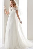 Robe de mariée festonné elégant sans ceinture col en bateau fermeutre eclair