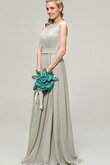 A linie Schaufel-Ausschnitt plissiertes bodenlanges Brautjungfernkleid mit Drapierung