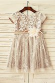 Robe de cortège enfant naturel avec fleurs fermeutre eclair ligne a de princesse