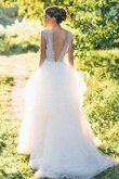 Tüll Schaufel-Ausschnitt klassisches Sweep train A-Line Brautkleid mit Applikation