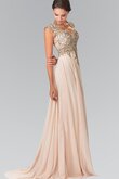 Ärmelloses plissiertes Chiffon A Linie Ballkleid mit Reißverschluss mit Applikation