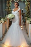 Meerjungfrau Ärmellos natürliche Taile stilvolles Brautkleid mit Applikation mit Bordüre