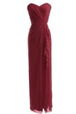 Chiffon drapiertes langes bodenlanges Brautjungfernkleid mit baskischer Taille ohne Träger