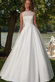 Robe de mariée delicat ceinture avec nœud de traîne courte en satin