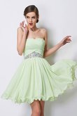 Abito Homecoming Naturale in Chiffon Mini con Perline Cerniera