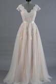 Abito da Sposa con Fusciacca con Manica Corte con Applique Romantico moda V-Scollo