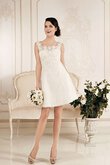Abito da Sposa Senza Maniche con Applique con Fiore A-Line Naturale in Pizzo