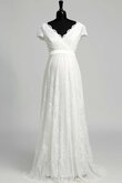 Abito da Sposa V-Scollo con Fiocco Semplice con Piega A Terra A-Line