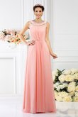 Boot-Ausschnitt Chiffon Reißverschluss Prinzessin Bodenlanges Brautjungfernkleid