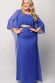 Lange Ärmeln Chiffon Etui Reißverschluss bodenlanges Ballkleid mit Juwel Ausschnitt