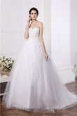 Moderno Vestido de Novia de Escote Corazón de Cremallera de Imperio Cintura