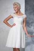 Abito da Sposa Mini con Increspato Alta Vita con Manica Corte Al Ginocchio