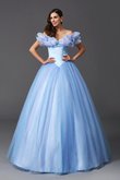 Vestido de Quinceañeras de Abalorio de Natural de Largo de Hasta el suelo