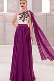 Normale Taille Reißverschluss A Linie bodenlanges Ballkleid mit Drapierung mit Applikation