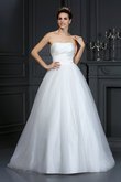 Robe de mariée luxueux plissage longue avec zip en taffetas