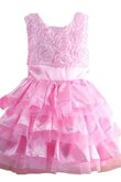 Abito da Cerimonia Bambini Senza Maniche Cerniera A-Line in Taffeta con Fiore in Tulle
