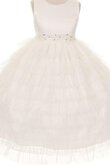 Abito da Cerimonia Bambini con paillette alta vita A-Line in Tulle Tondo con Seghettato