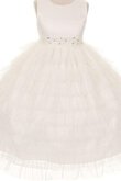 Robe de cortège enfant avec perle textile en tulle de tour de ceinture empire ligne a