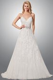 Sweep Zug Halle a linie langes stilvolles Brautkleid mit Perlengürtel