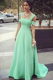 A linie Satin plissiertes bodenlanges Brautjungfernkleid mit offenen Rücken