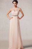 Robe demoiselle d'honneur naturel plissé fermeutre eclair avec perle de dos nu