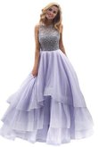 Robe de quinceanera longue naturel de mode de bal avec perle en organza