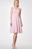 Ärmelloses A-Linie gerüschtes knielanges einfaches Brautjungfernkleid aus Chiffon