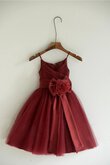 Abito da Cerimonia Bambini con Nastro alta vita Conotta A-Line con Piega con Criss-cross