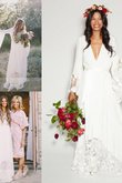 Abito da sposa lunghi onorevole all aperto con fusciacca retro con maniche lunghe