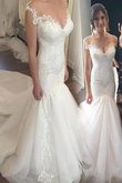 Abito da sposa pudica elegante vintage con perline in tulle eccellente