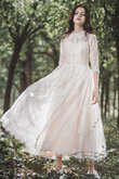 Robe de mariée arrivée au mollet haute qualité au jardin avec zip derniere tendance