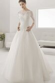 Abito da Sposa in Pizzo radiosa Spazzola Treno in Tulle Senza Maniche A-Line