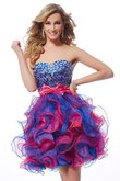 Organza A Linie Prinzessin Kurzes Abiballkleid mit Pailletten