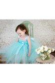 Abito da Cerimonia Bambini con Piega al ginocchio con Nastro radiosa con Increspature in Tulle