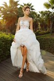 Abito da Sposa Senza Maniche Alta Bassa Elegante Asimmetrici Corto