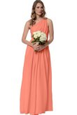 Robe demoiselle d'honneur long impressioé avec chiffon ligne a d'épaule asymétrique