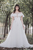 Abito da sposa moda giunonico a-line particolare con manica corte con increspature