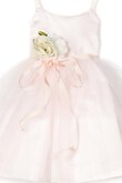 Robe de cortège enfant au niveau de genou en taffetas avec sans manches a-ligne avec nœud
